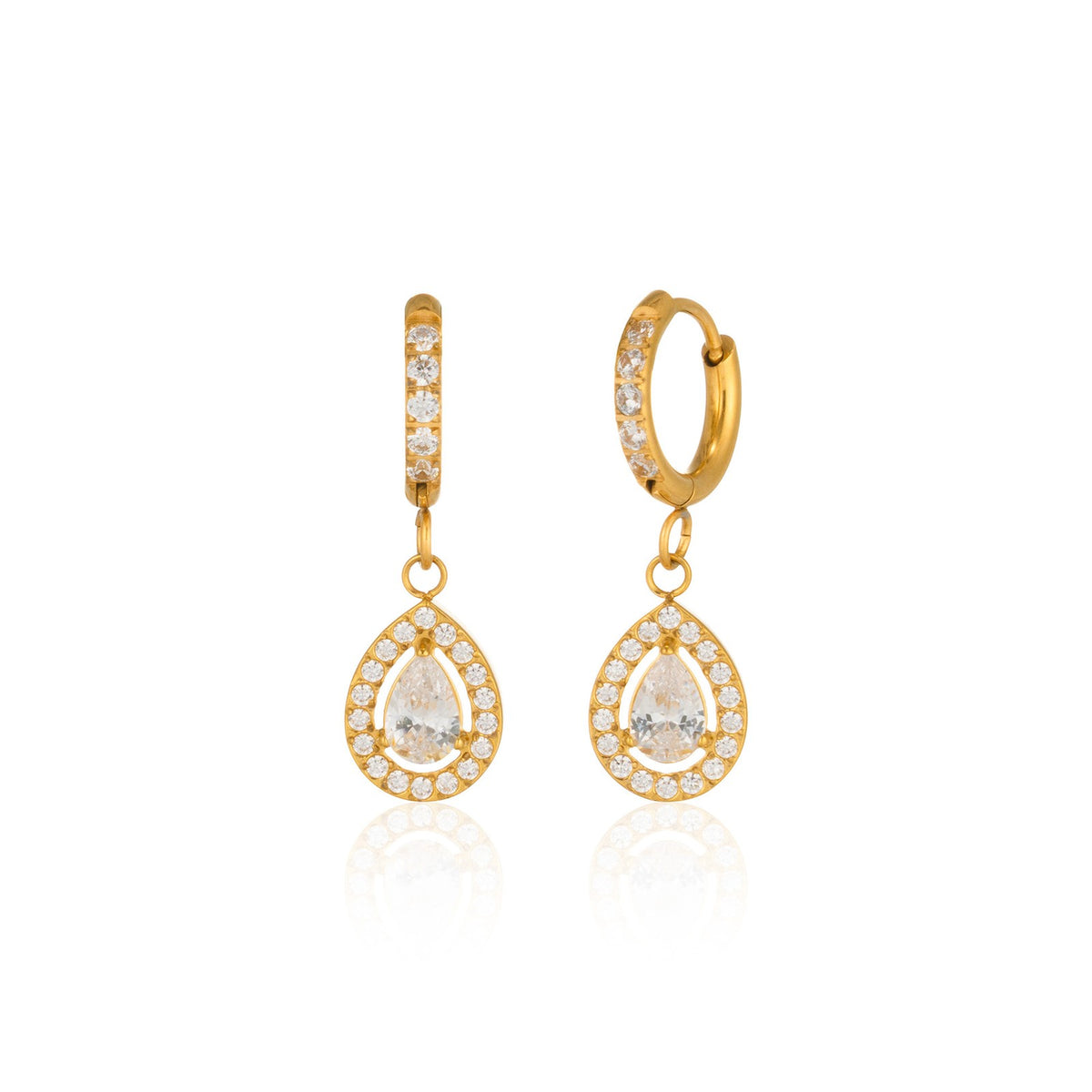 18k Dainty Asymmetrical Teardrop Earrings