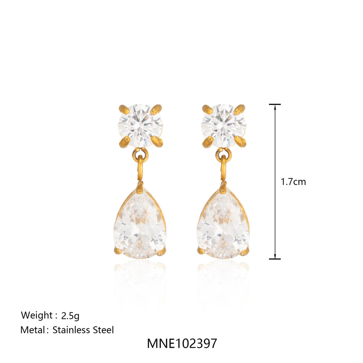 18k Dainty Asymmetrical Teardrop Earrings