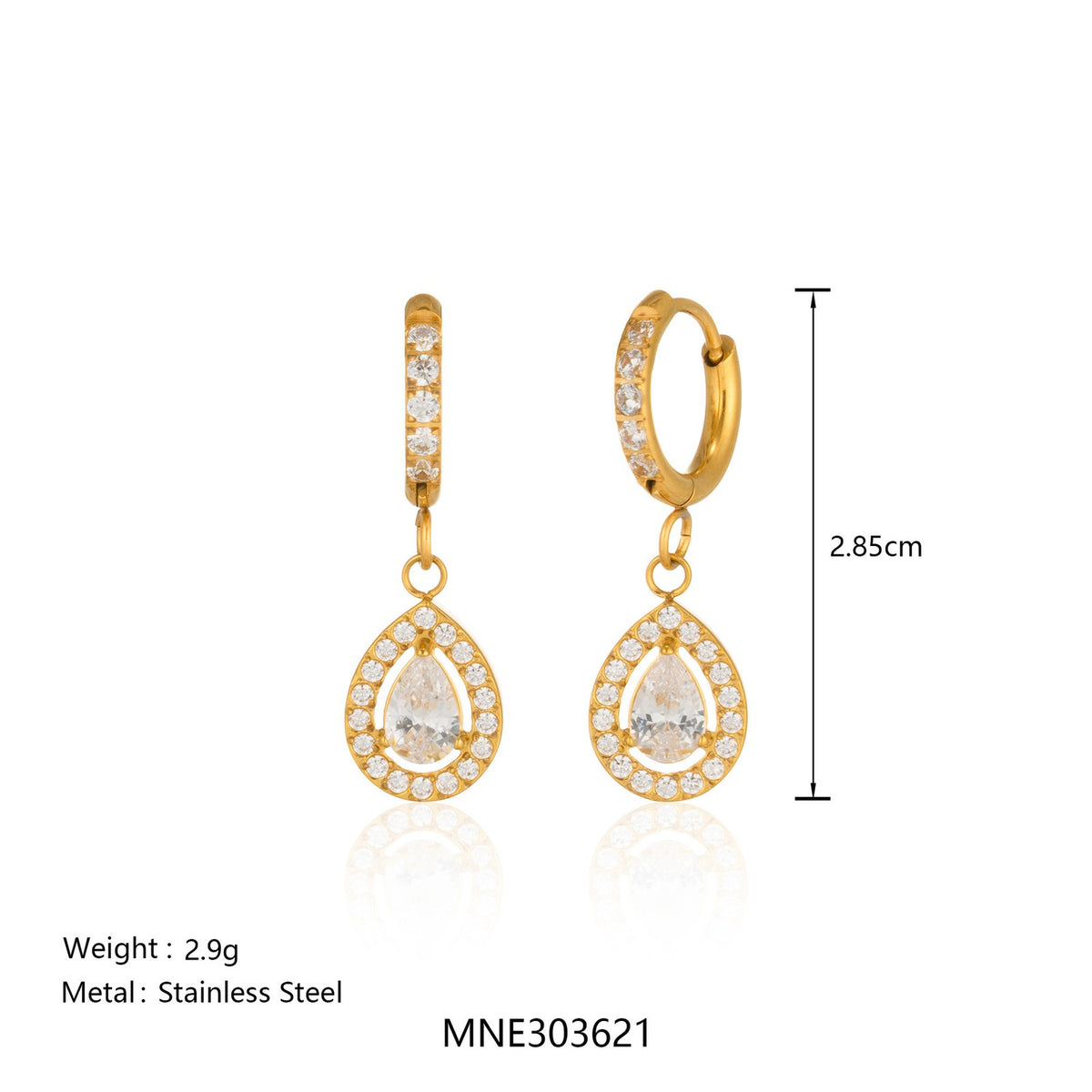 18k Dainty Asymmetrical Teardrop Earrings