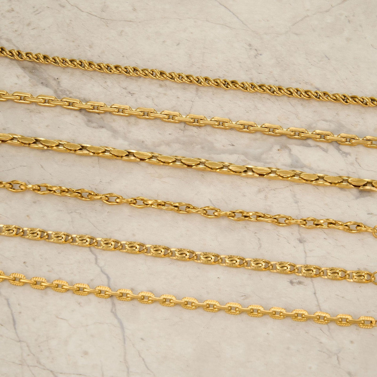 18k Vintage Mixed Link Bracelet Set