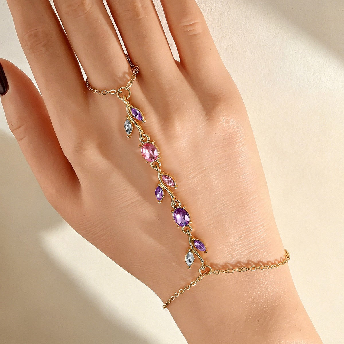 Romantic Purple Leaf Vine Hand Chain