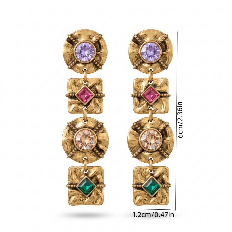 Classy Multicolor Geometric Square Dangle Earrings