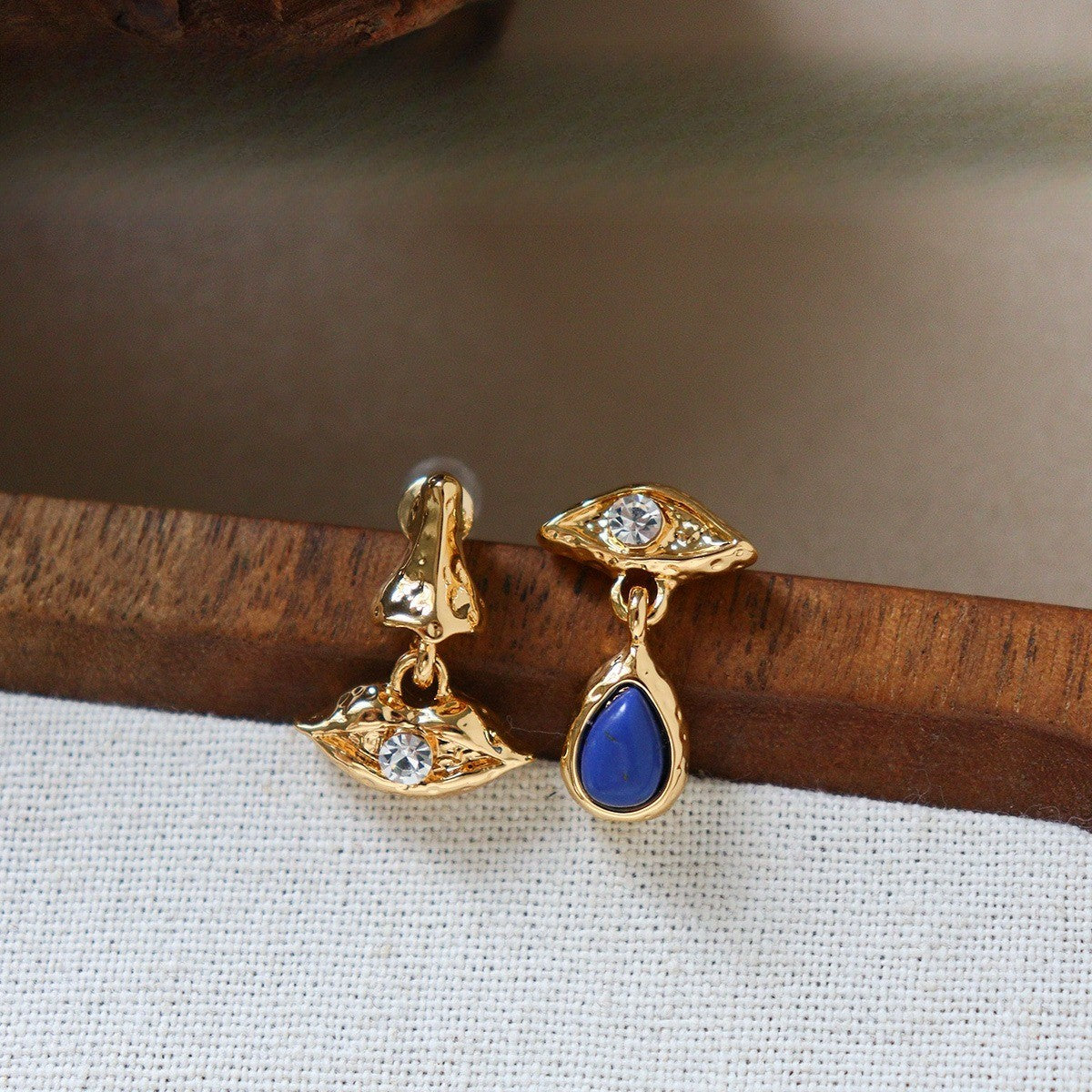 Vintage Geometric Lapis Earring Set