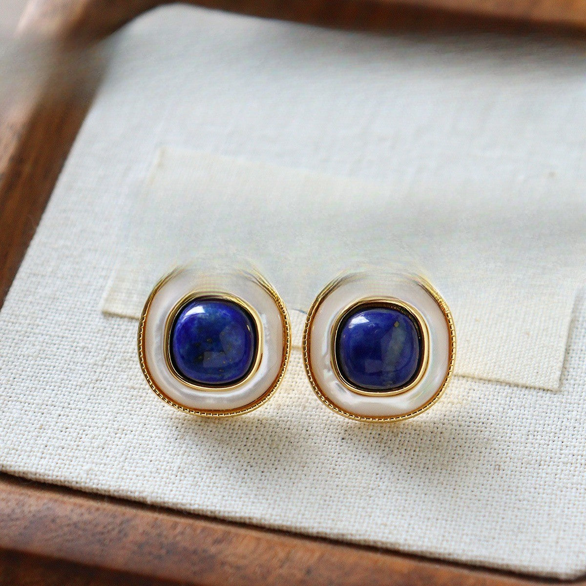 Vintage Geometric Lapis Earring Set