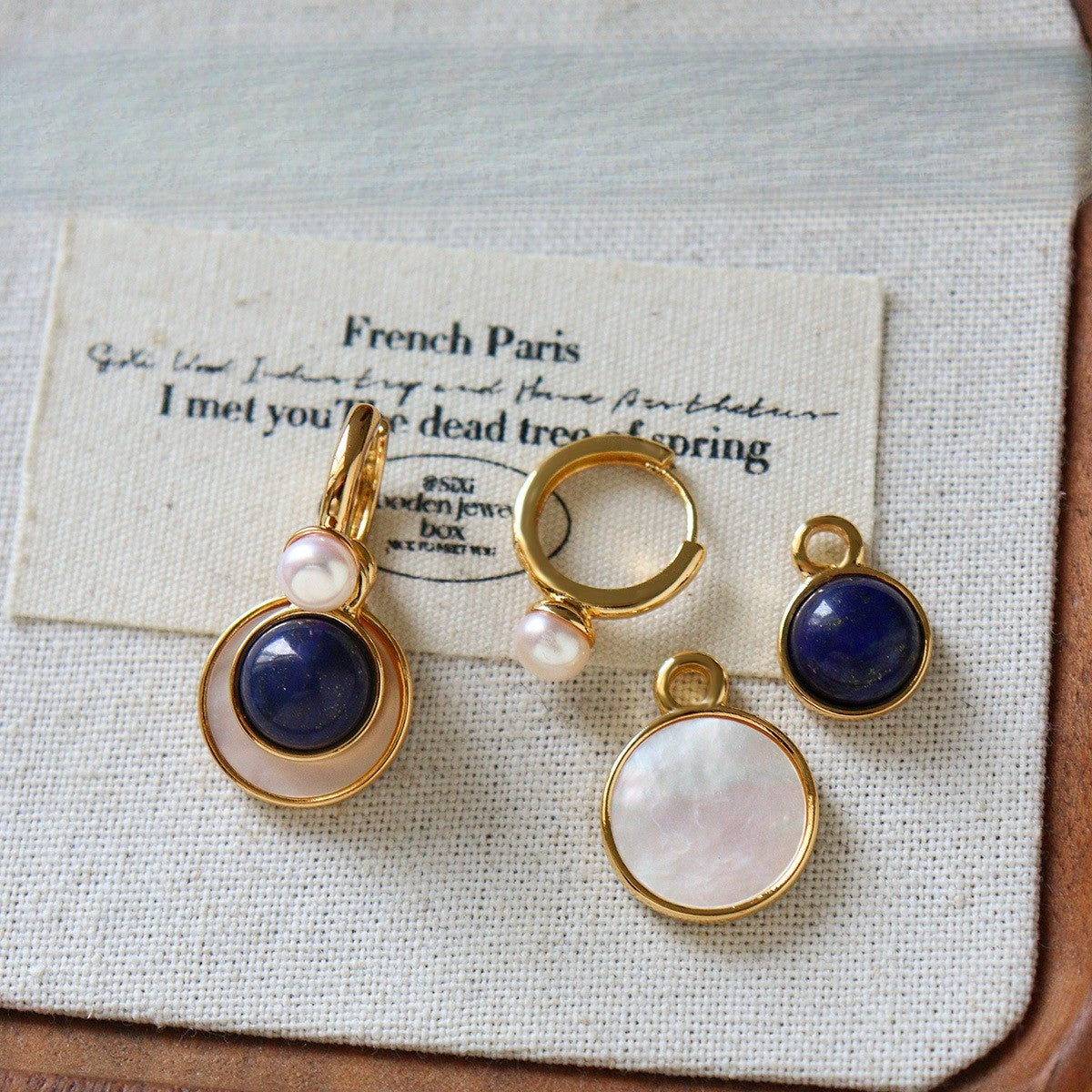Vintage Geometric Lapis Earring Set