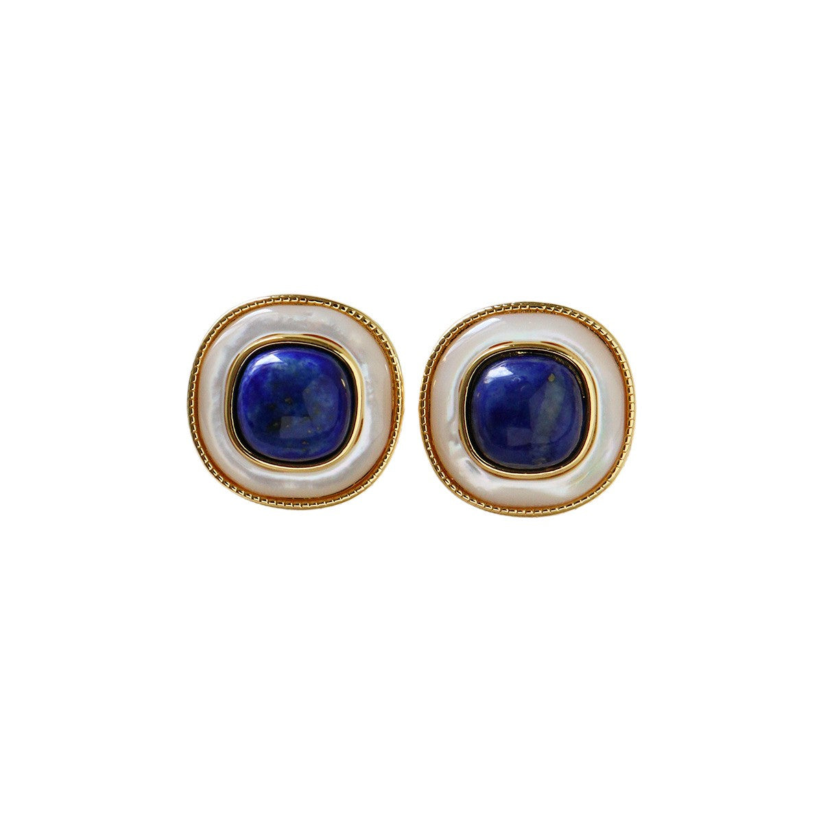 Vintage Geometric Lapis Earring Set