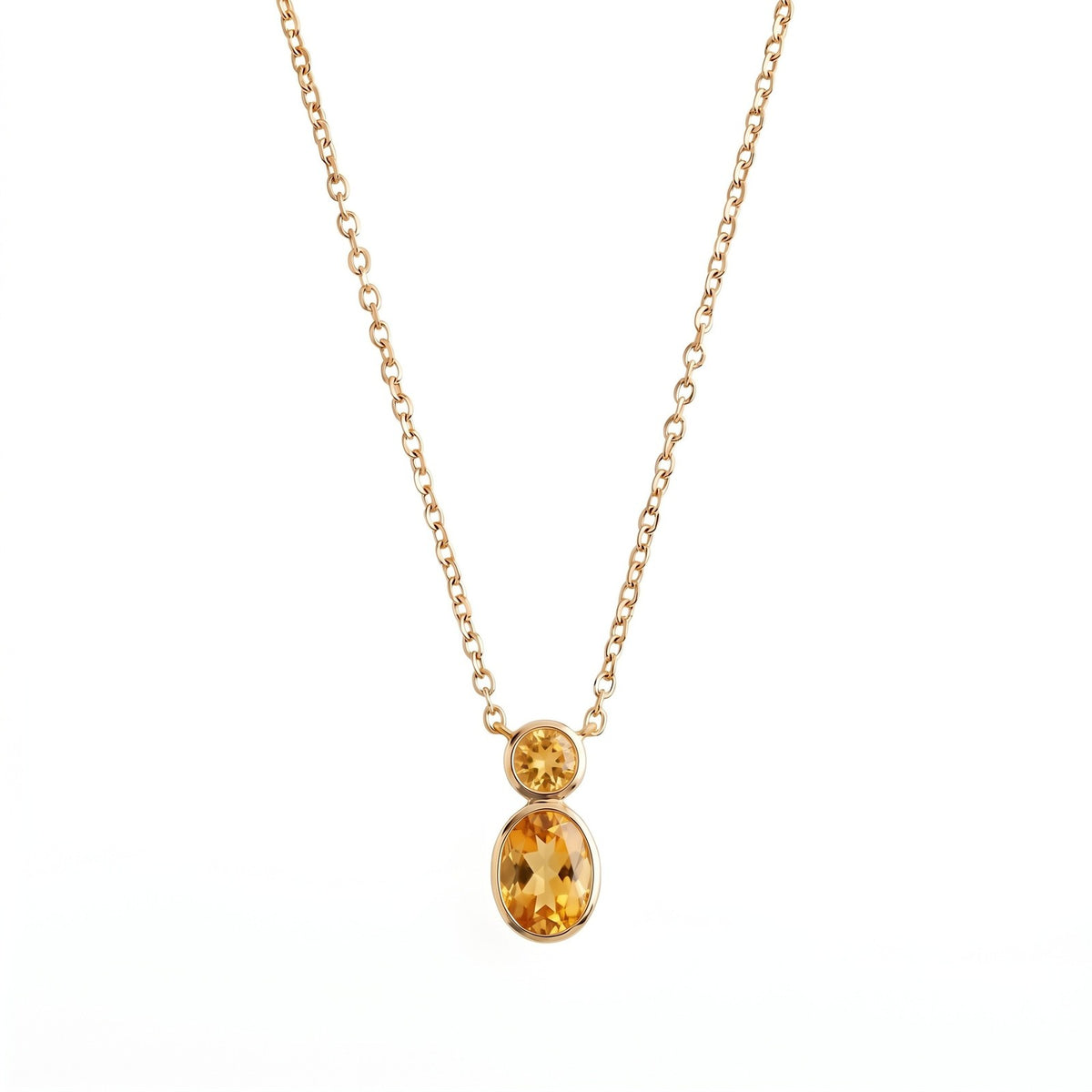 Dainty Dual Stone Bezel Necklace