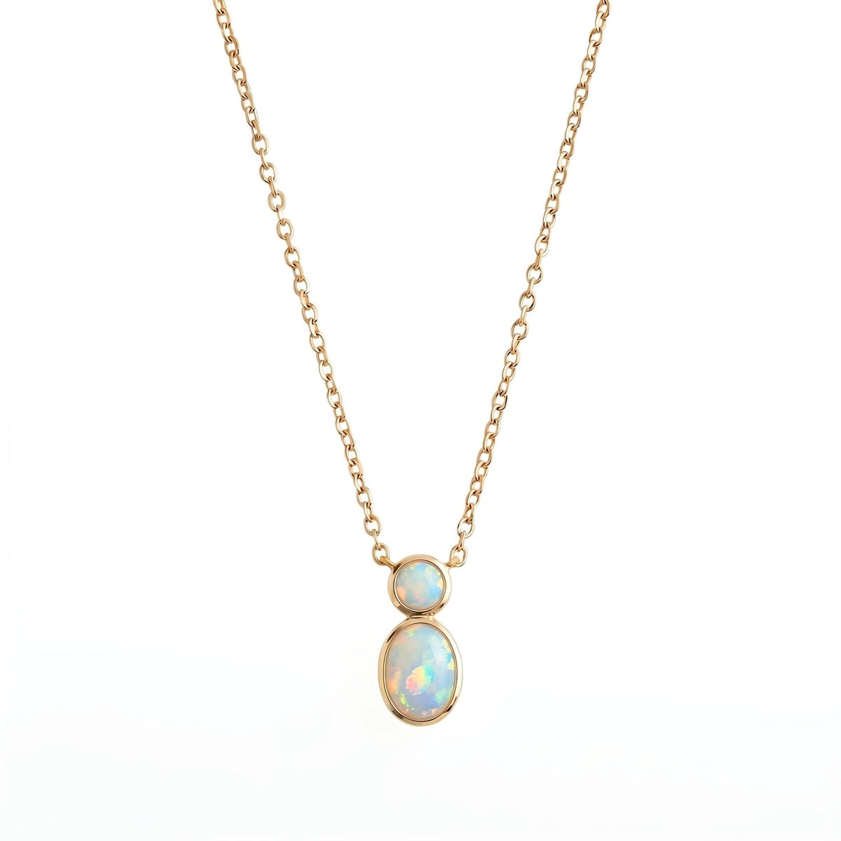 Dainty Dual Stone Bezel Necklace