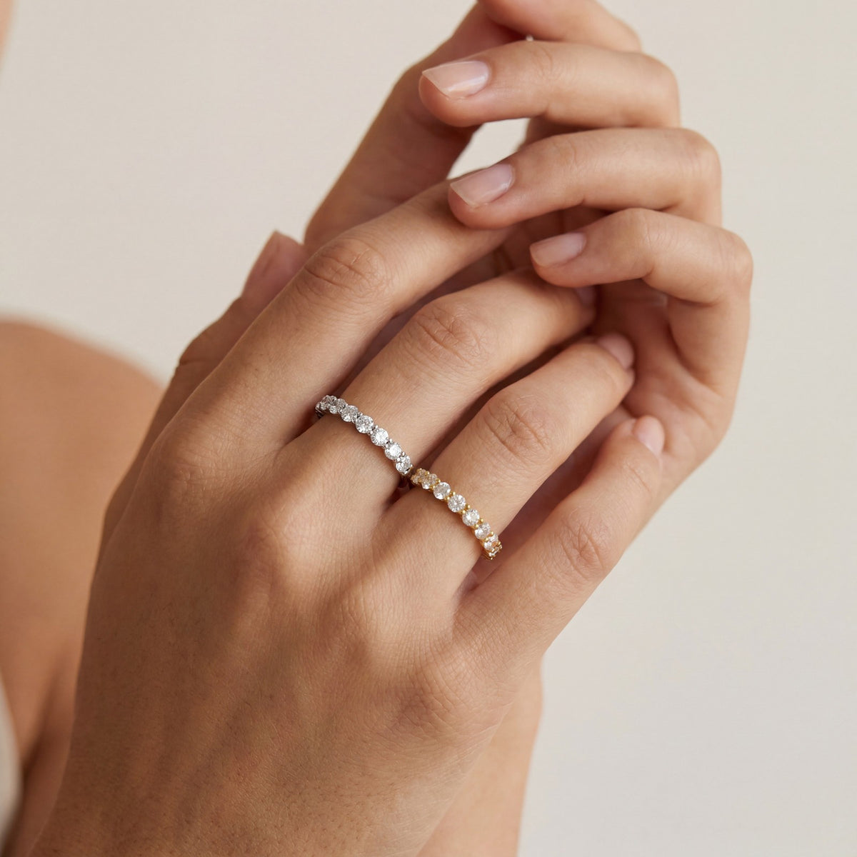 14k Dainty Pave Eternity Ring