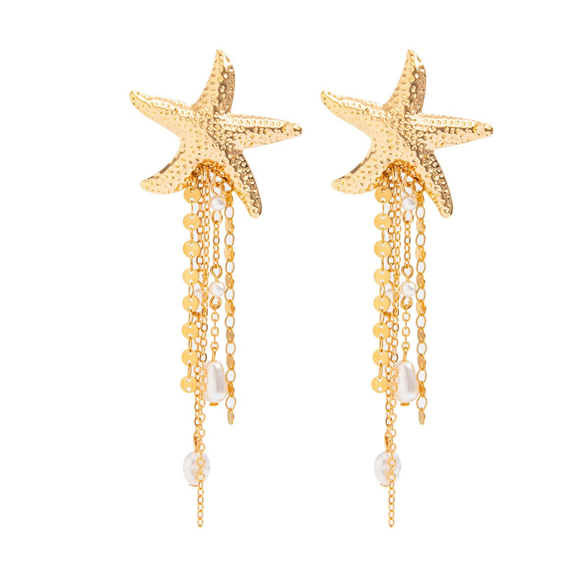 Boho Starfish & Fish Tassel Earrings
