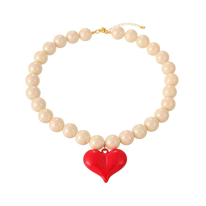 Sweet Pastel Resin Heart Beaded Necklace
