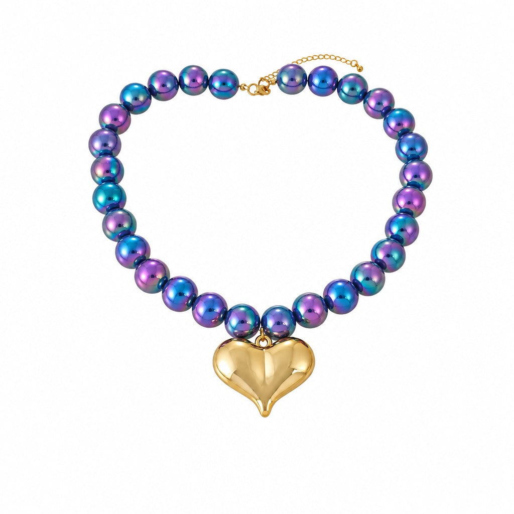 Sweet Pastel Resin Heart Beaded Necklace