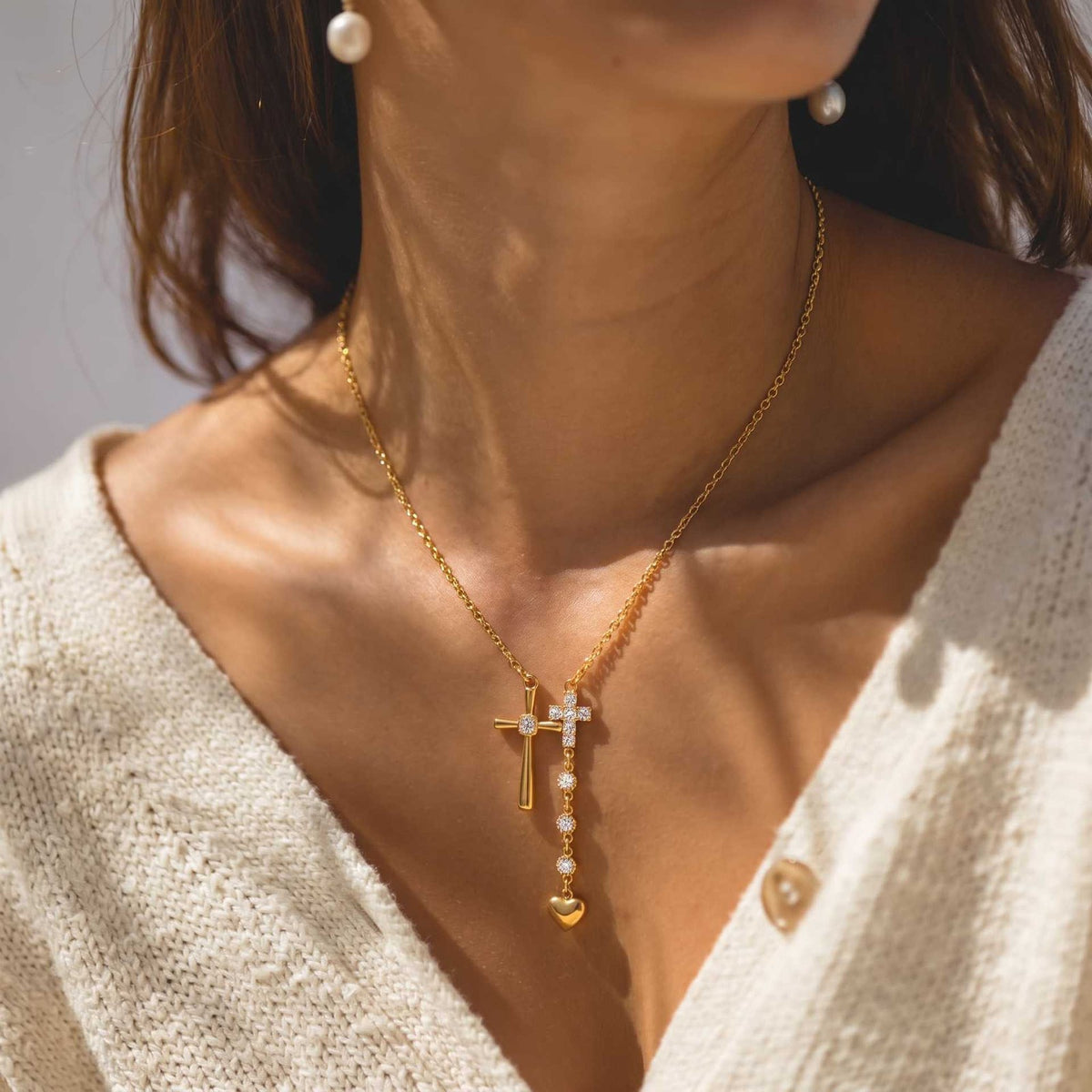 Dainty Zircon Cross Y-Necklace