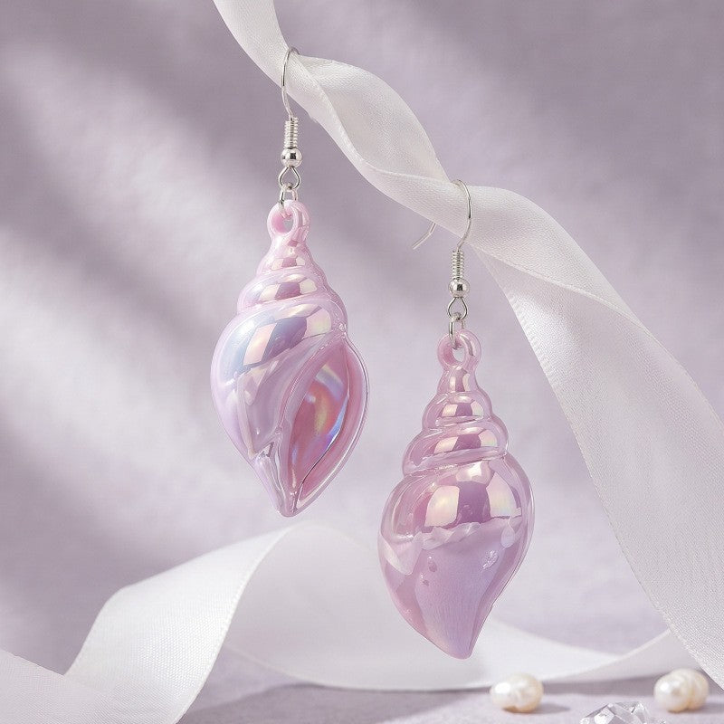 Romantic Iridescent Conch Shell Drop Earrings