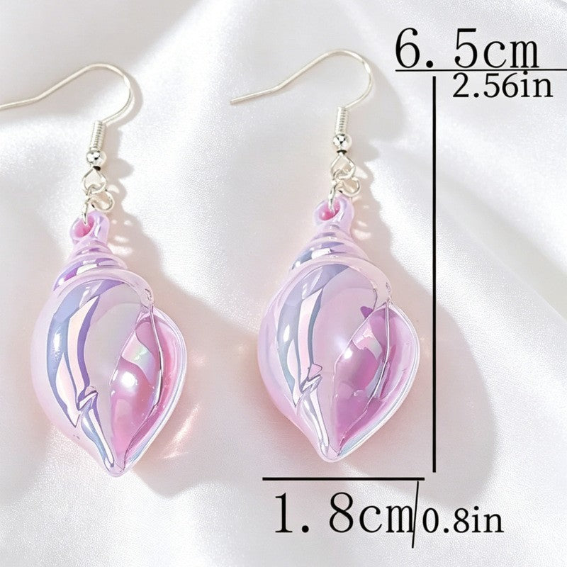 Romantic Iridescent Conch Shell Drop Earrings