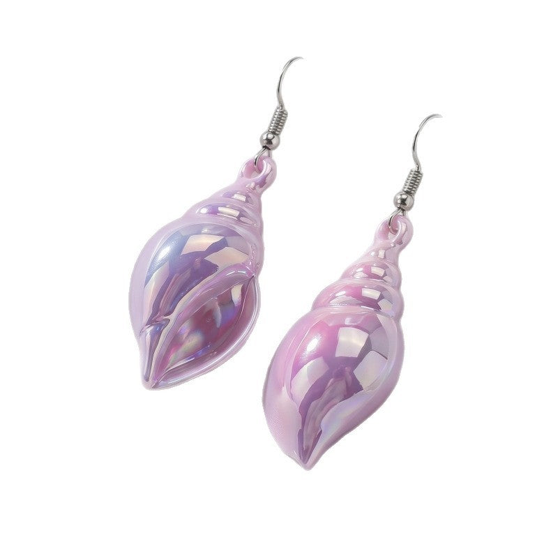 Romantic Iridescent Conch Shell Drop Earrings