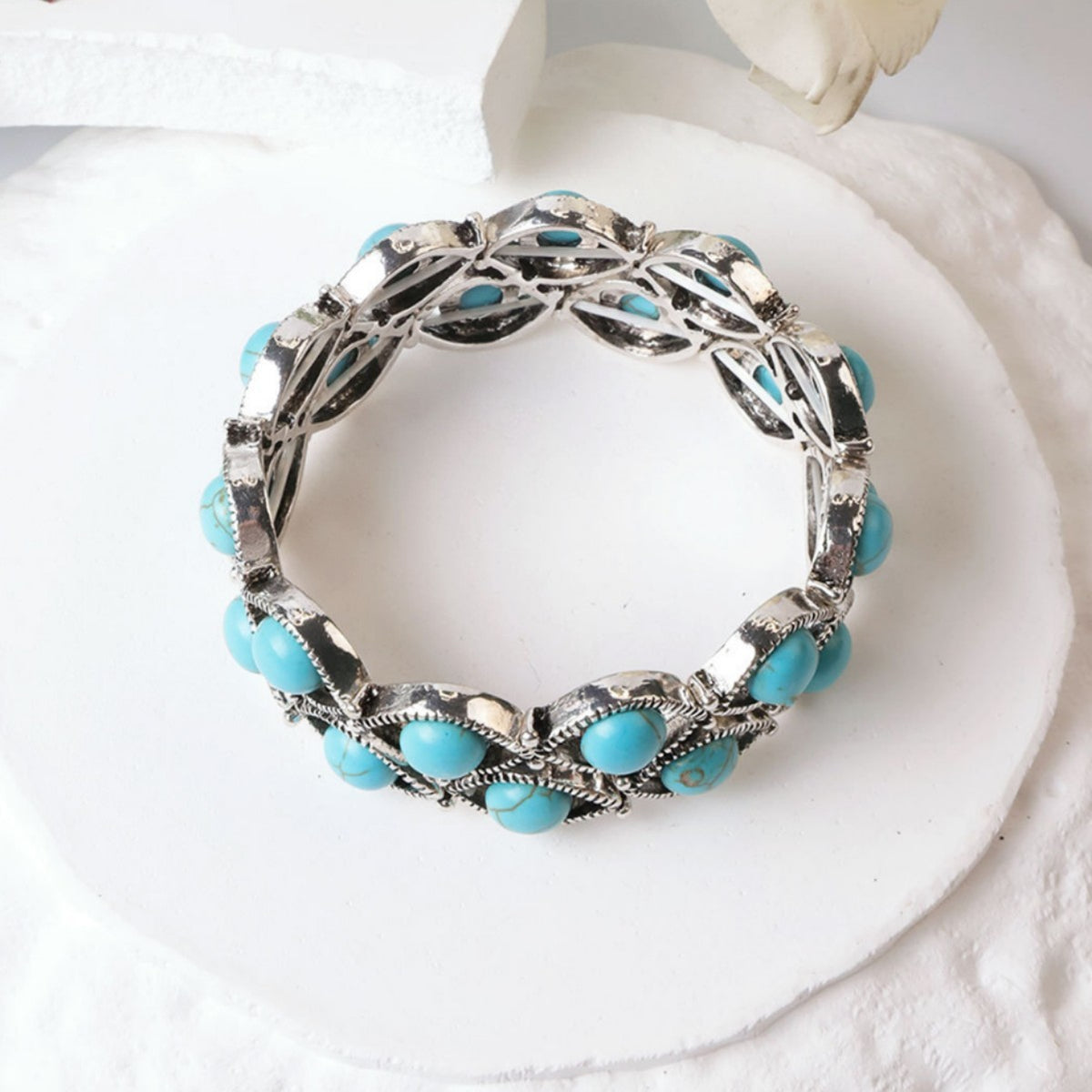 Vintage Boho Blue Stone Cuff Bracelet