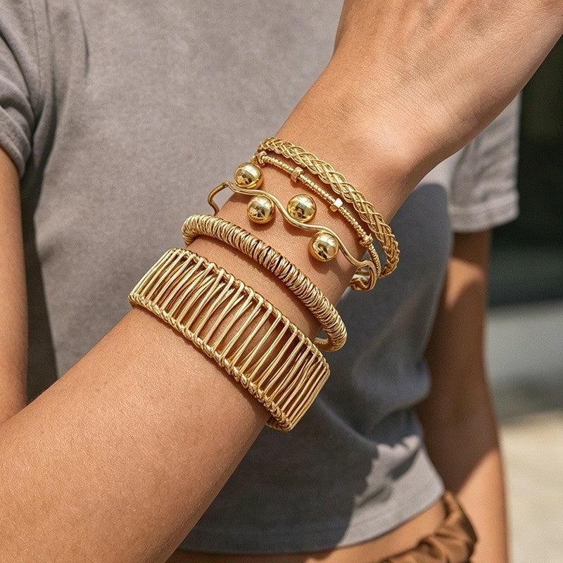 Boho Mixed Wire Cuff Bracelet Set