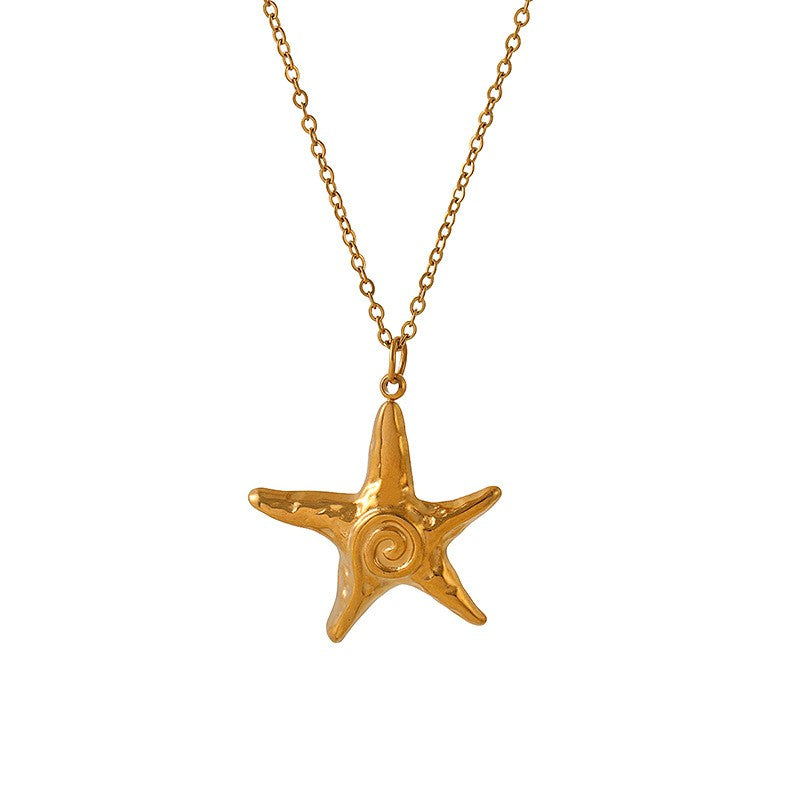Dainty Pink Bead Starfish Necklace