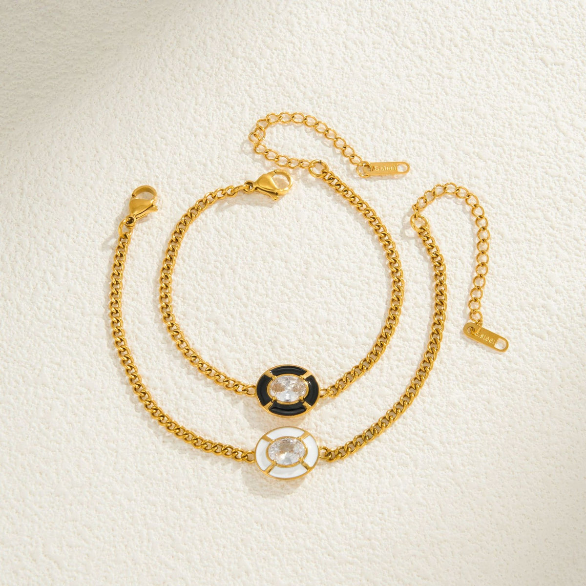 Classy Enamel Oval Chain Bracelet