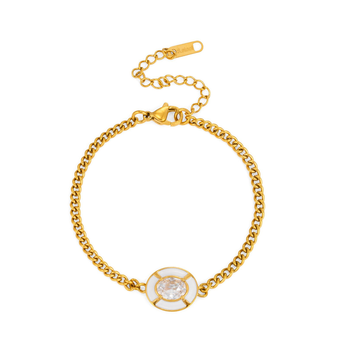Classy Enamel Oval Chain Bracelet