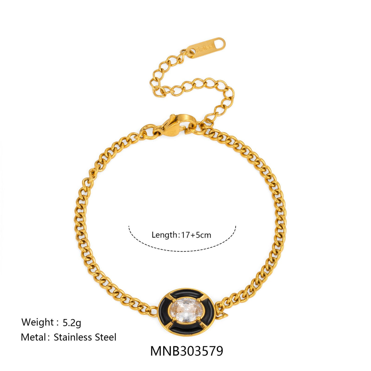 Classy Enamel Oval Chain Bracelet