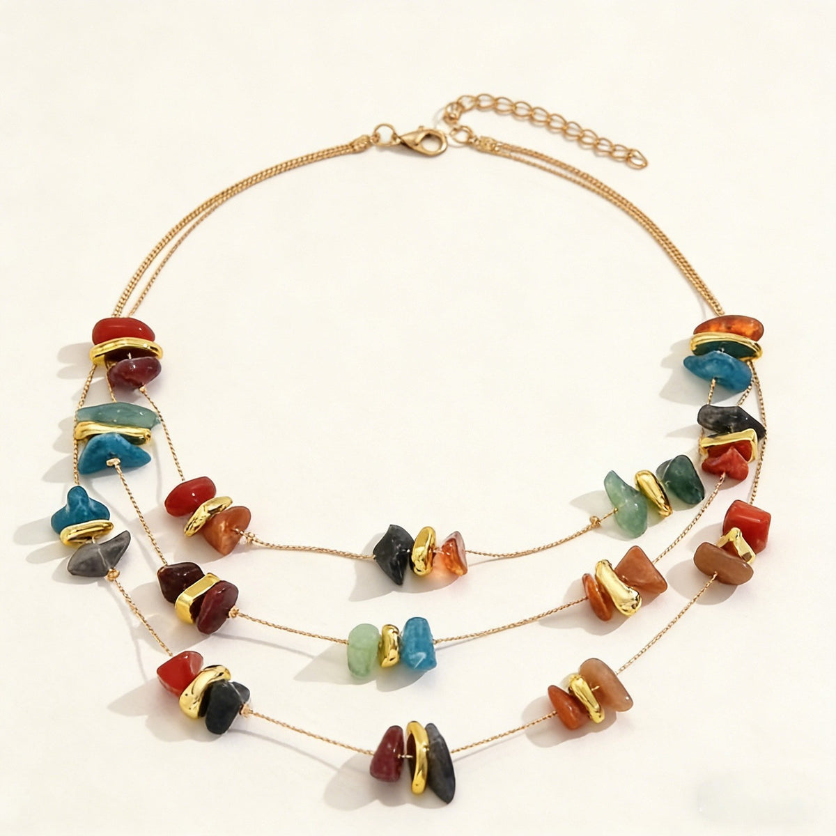 Boho Multi-Color Irregular Stone Layered Necklace