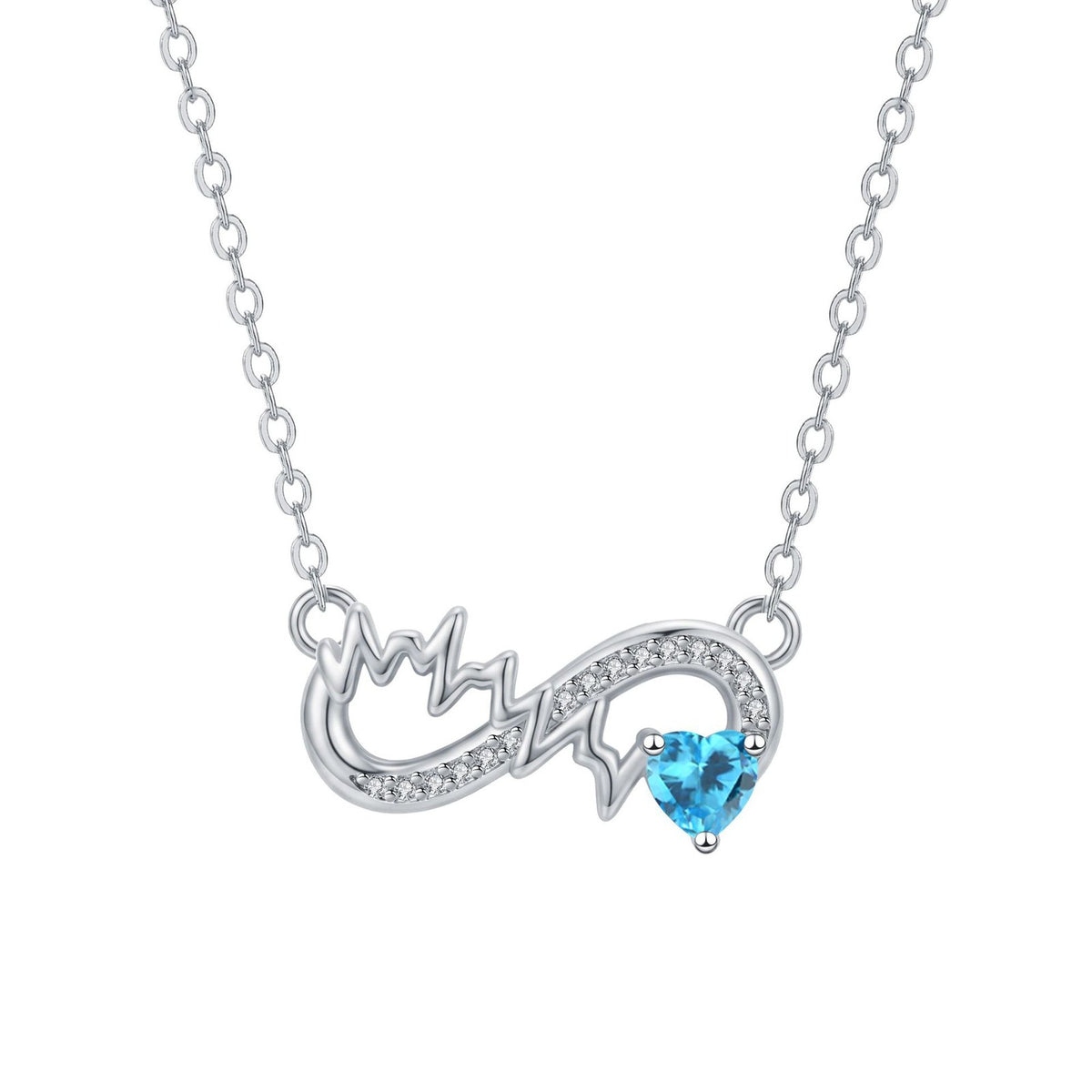Dainty Infinity Heartbeat Birthstone Necklace