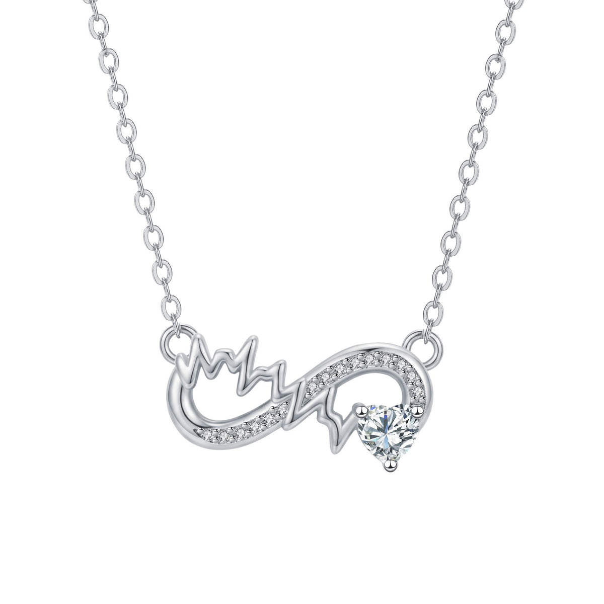 Dainty Infinity Heartbeat Birthstone Necklace