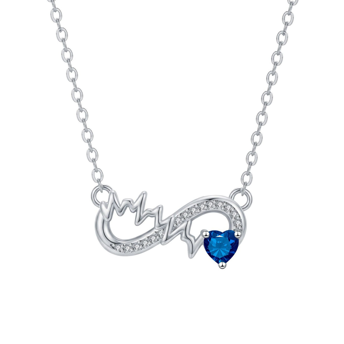 Dainty Infinity Heartbeat Birthstone Necklace
