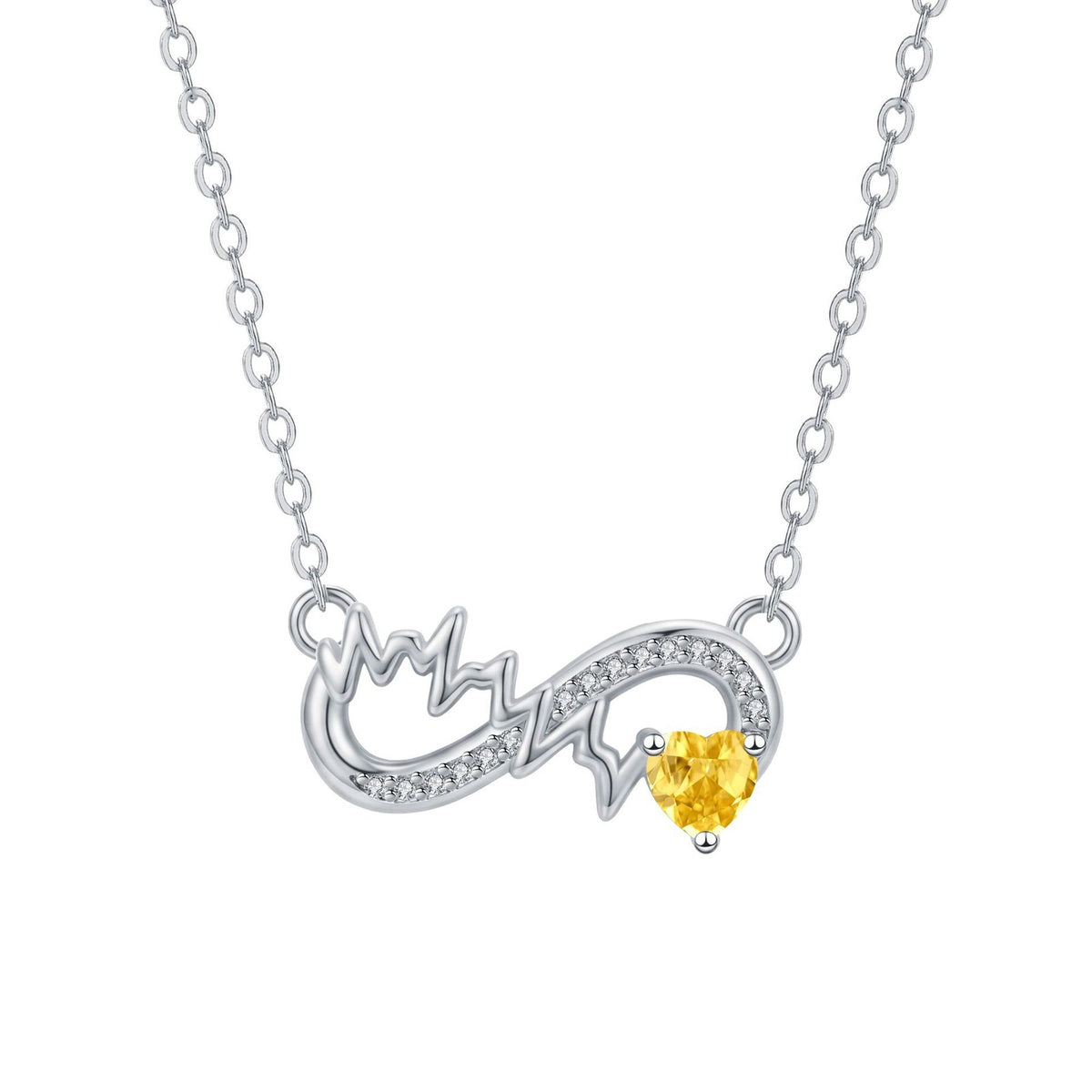 Dainty Infinity Heartbeat Birthstone Necklace