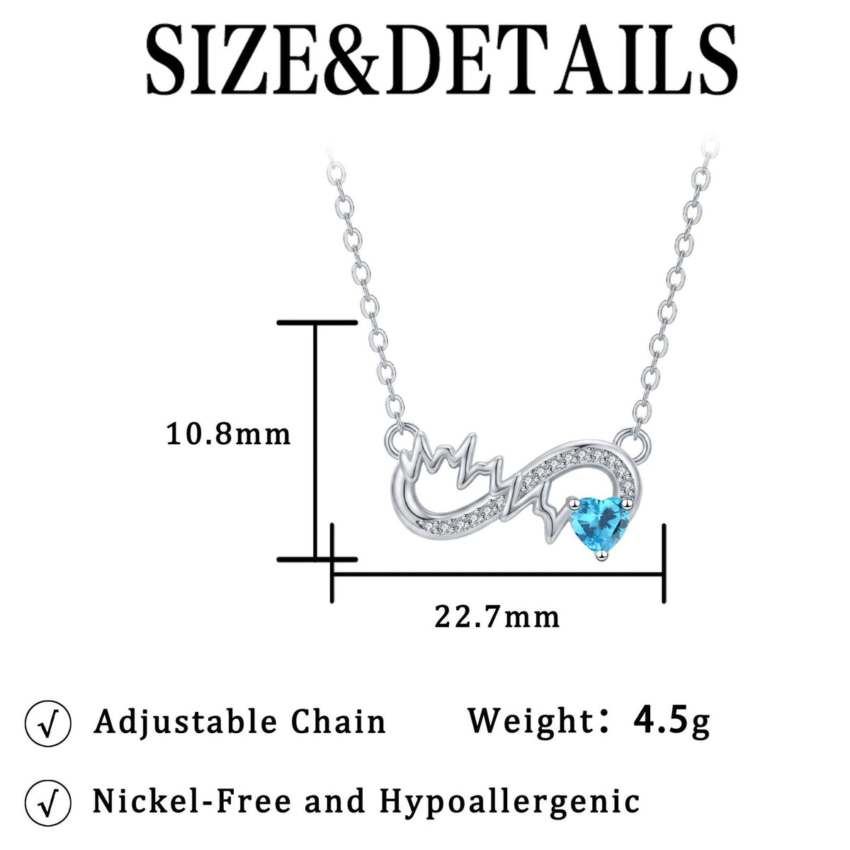 Dainty Infinity Heartbeat Birthstone Necklace