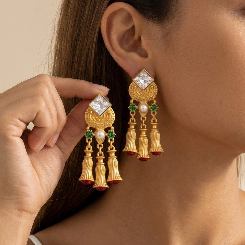 Classy Vintage Geometric Bell Tassel Earrings