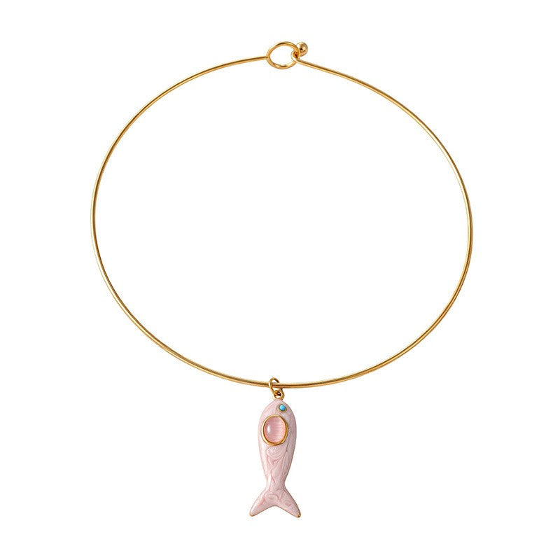 Boho Ocean Charm Wire Choker Necklace