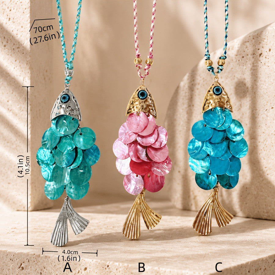Boho Layered Shell Fish Necklace