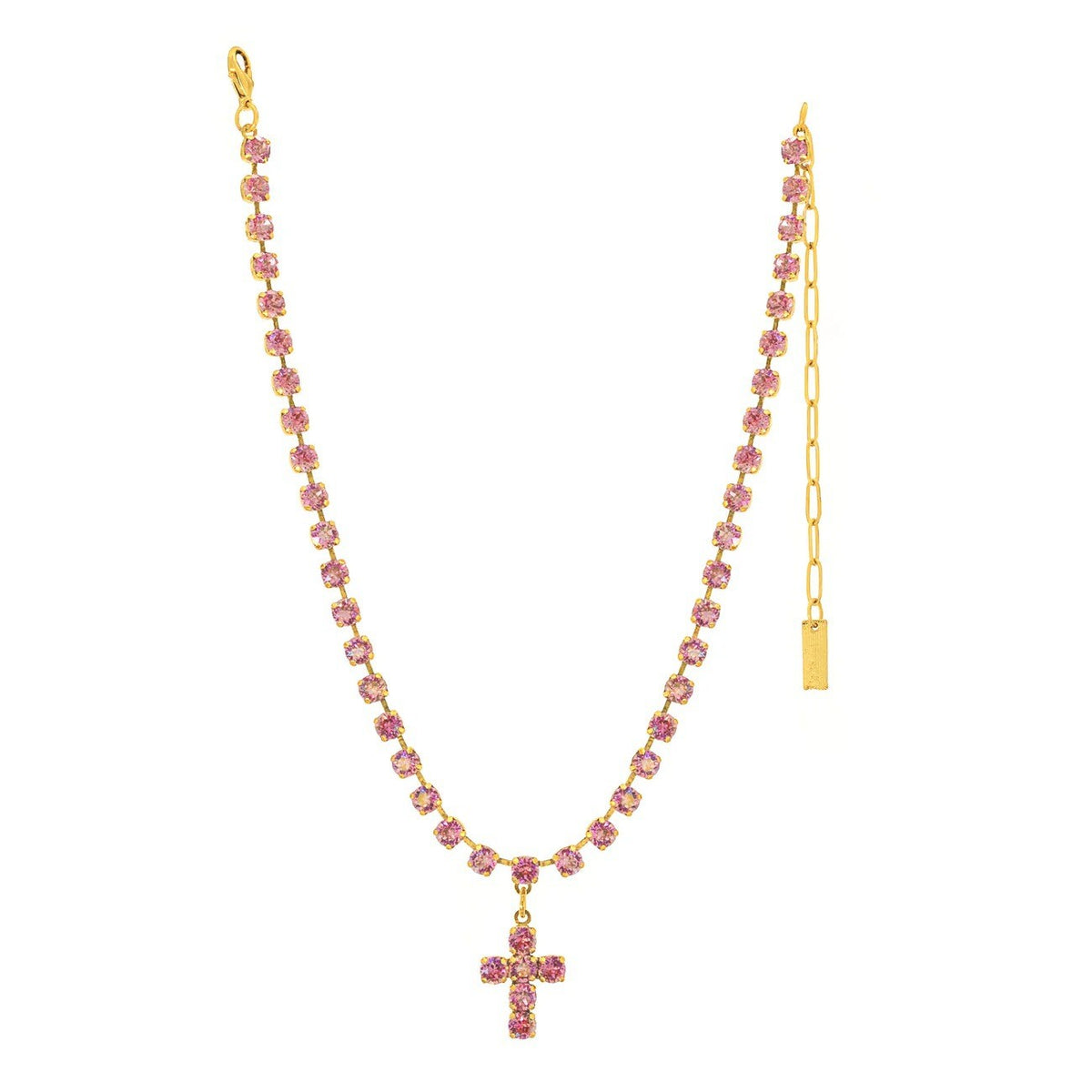 Dainty Multicolor Gem Cross Necklace