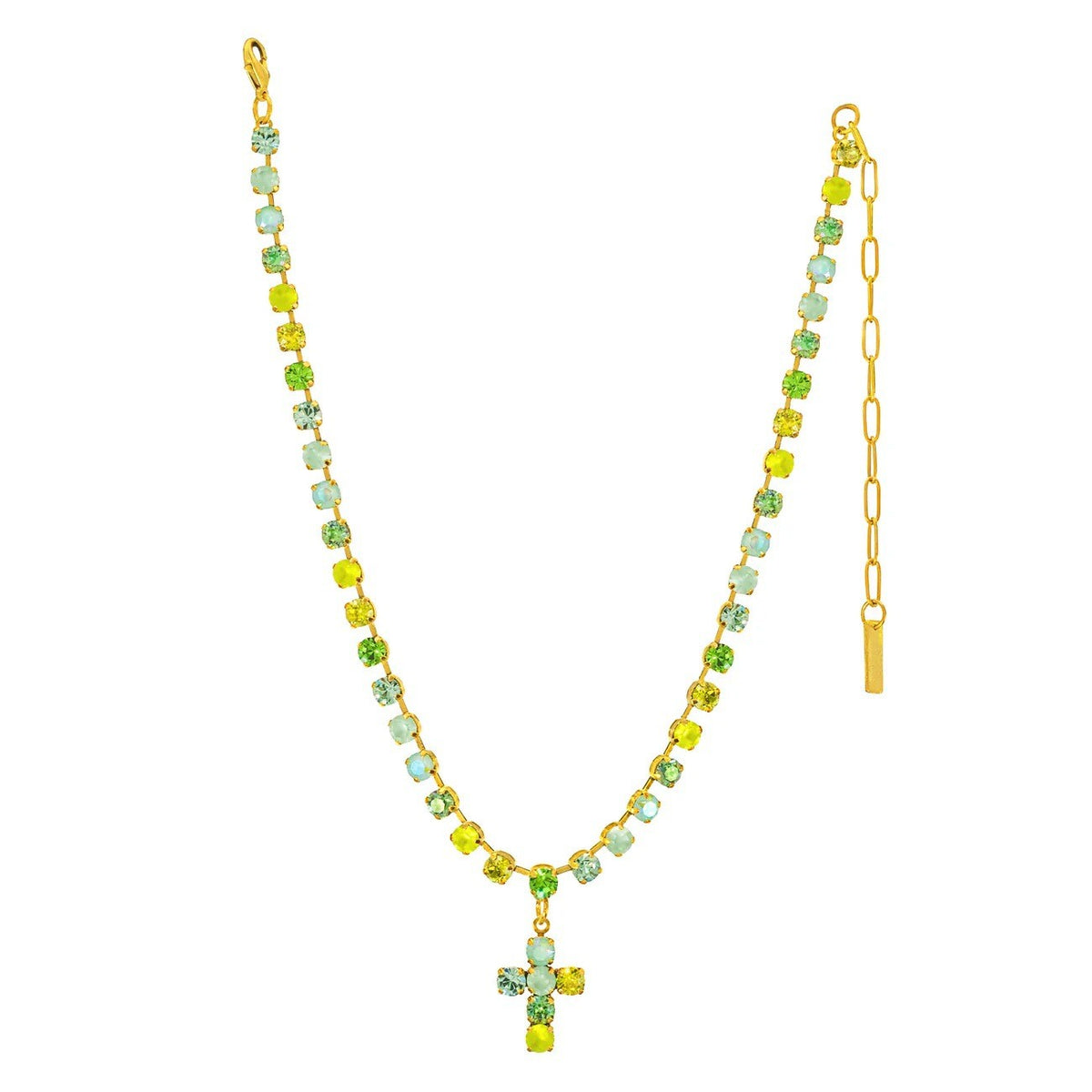 Dainty Multicolor Gem Cross Necklace
