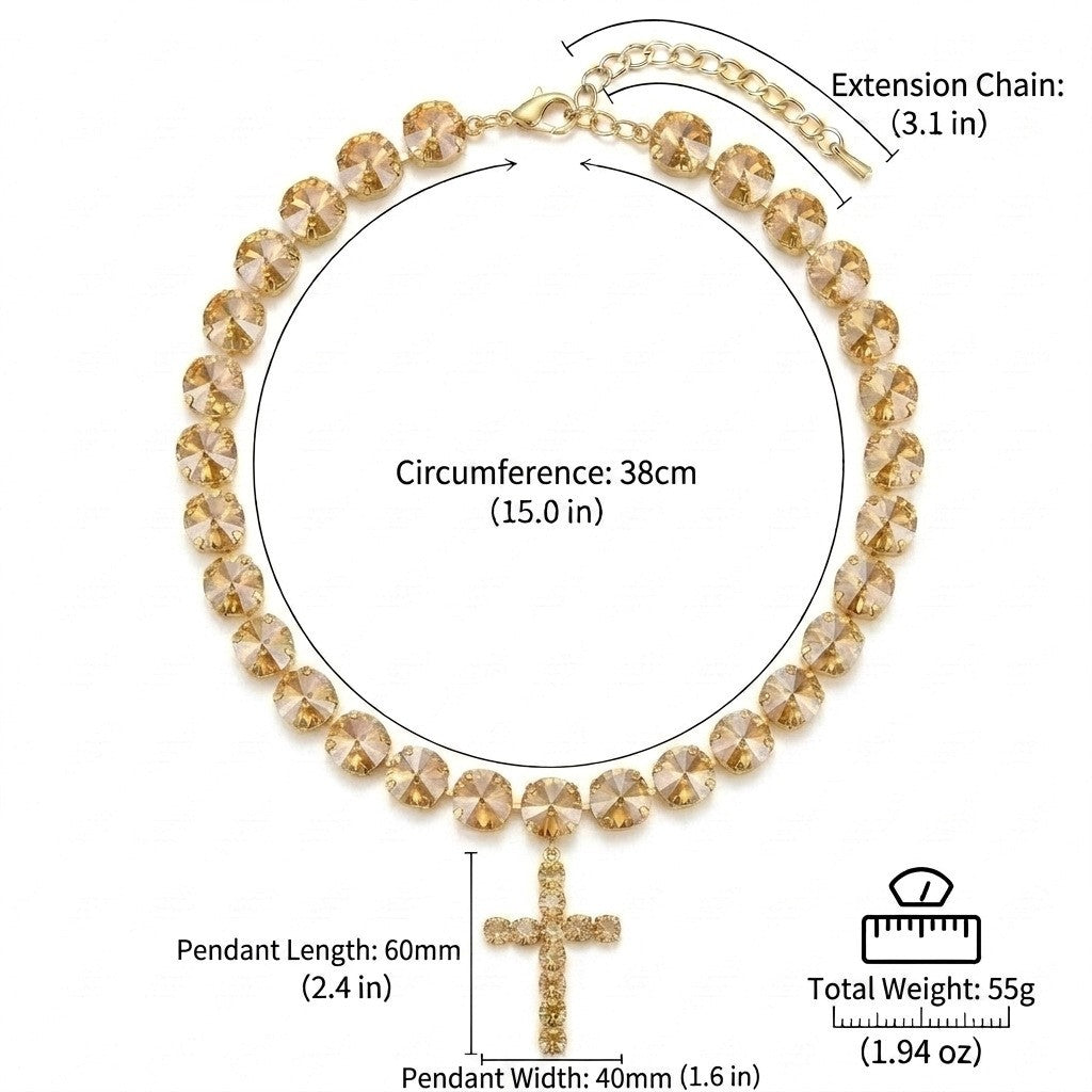 Dainty Multicolor Gem Cross Necklace