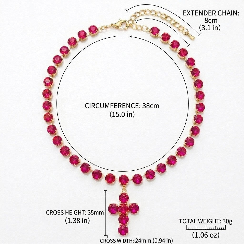 Dainty Multicolor Gem Cross Necklace