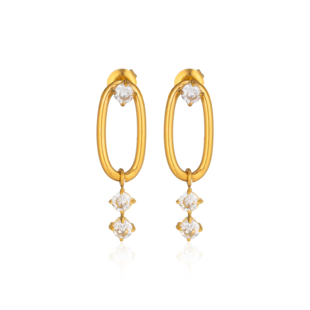 18k Dainty Geometric Zirconia Drop Earrings