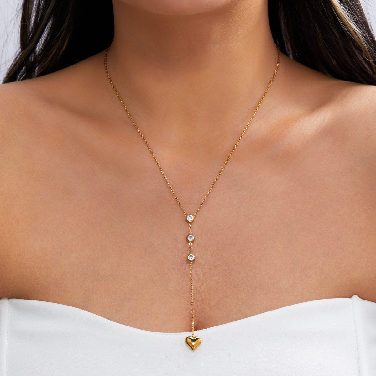 Classy Sunburst & Zirconia Layered Y-Necklace