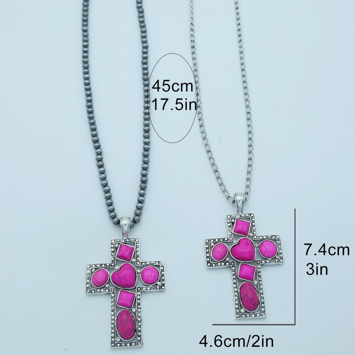 Boho Vintage Turquoise Cross Necklace