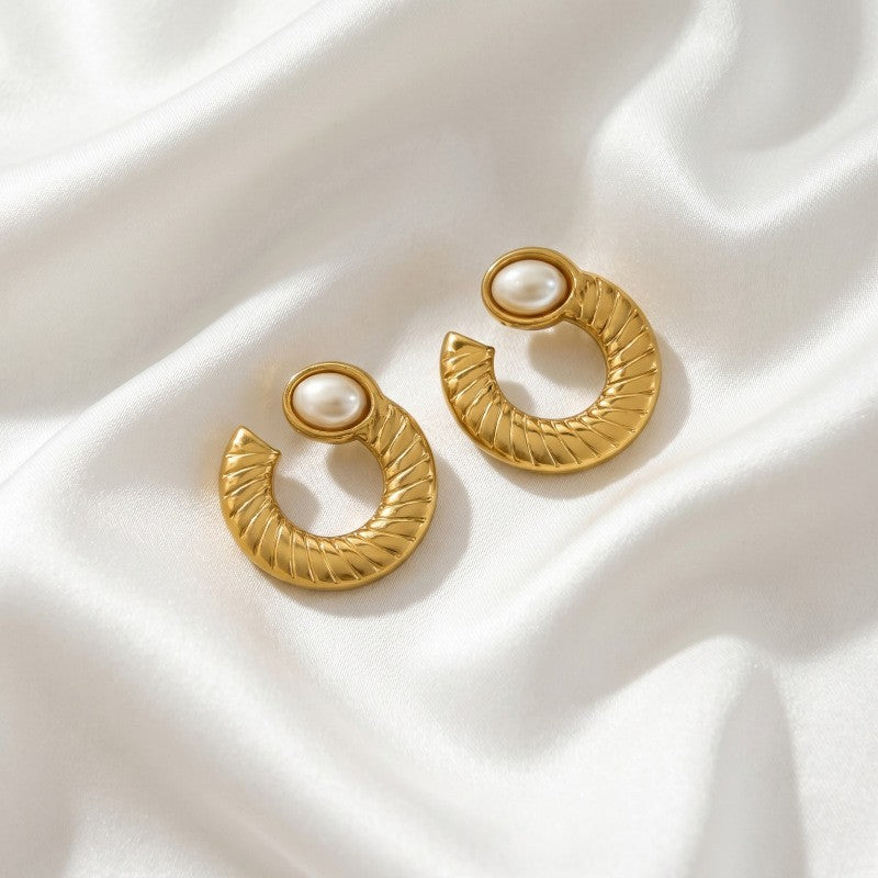 Classy Textured Turquoise Open Hoop Earrings