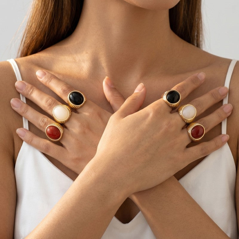Classy Multicolor Oval Statement Ring