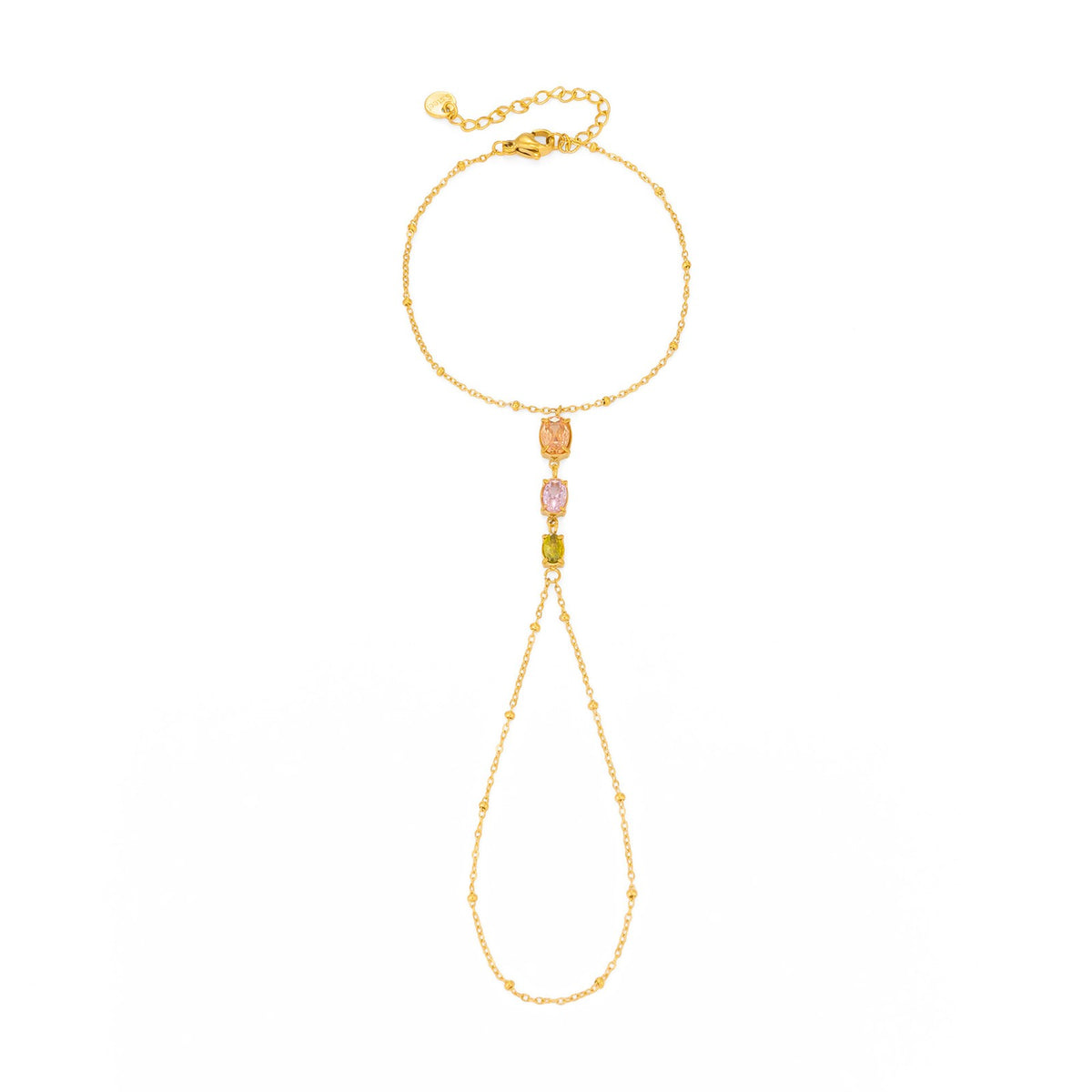 Dainty Multicolor Gemstone Finger Chain Bracelet