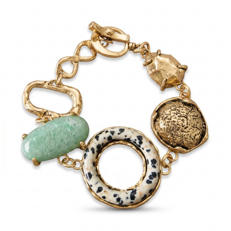 Boho Mixed Stone Geometric Charm Bracelet