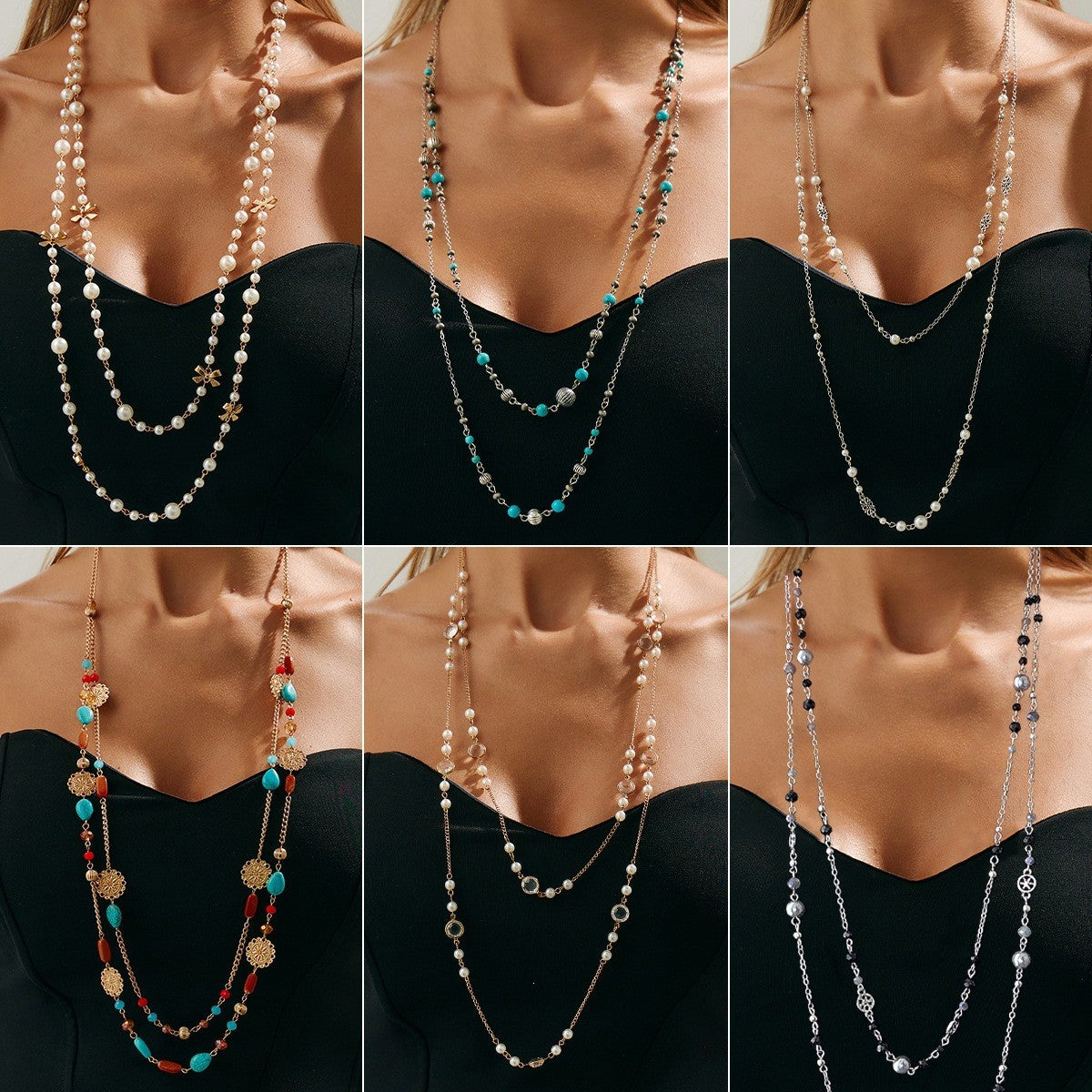 Elegant Vintage Faux Pearl Multi-Layer Necklace