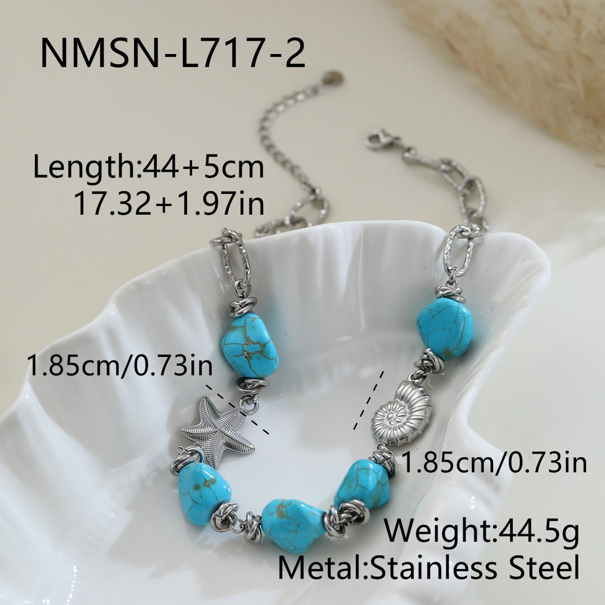 18k Boho Turquoise Starfish Necklace