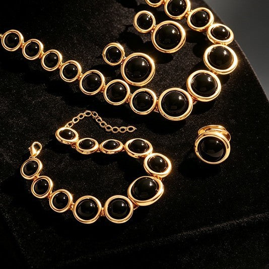 Classy Black Resin Circle 4pc Set