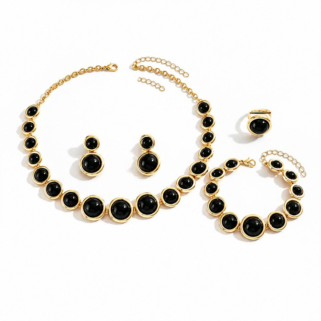 Classy Black Resin Circle 4pc Set